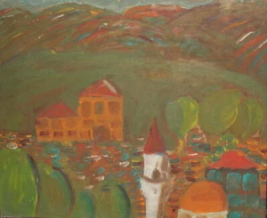 Pintura al óleo vintage paisaje expresionista - Imagen 1 de 11