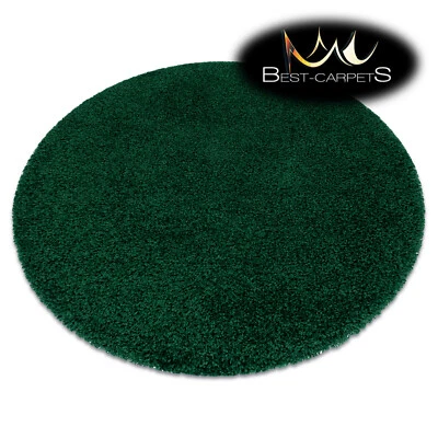 Amazing Modern Rug shaggy "SOFFI" 5cm, circle, single-colour, GREEN High Quality - Image 1 of 4