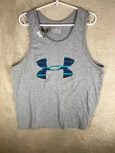 Under Armour Heatgear Tank Top Size L Mens Grey Logo Sleeveless Activewear - Picture 1 of 11