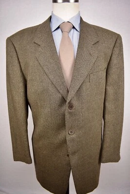 Casaco esportivo 1995-2004 Mani marrom fantasia padrão mistura de lã três botões tamanho: 46R - Imagem 1 de 4