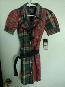 American Living Dress Plaid Ruffle Belted Cap Sleeve Size 4 NWT $44.00 retail - Picture 1 of 3