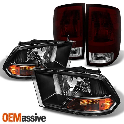 Faros negros Fit 09-18 Dodge Ram 1500 10-18 2500/3500 + luz trasera roja ahumada Foto 1 de 4