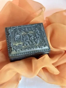 Vintage Bronze Zigaretten Schmuckschatulle Holz gefüttert Made in Japan - Bild 1 von 12