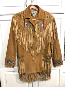 J Percy for Marvin Richards tan suede western jacket, beading, fringe, size XS - Picture 1 of 13