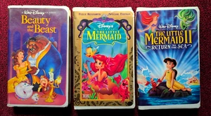3 Classic Disney VHS - Beauty & The Beast, The Little Mermaid I & II - GOOD - Picture 1 of 3