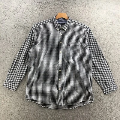 Camisa masculina Tommy Hilfiger ajuste clássico com botões XXL preta xadrez manga longa - Imagem 1 de 4