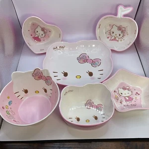 Cute Kawaii Sanrio Hello Kitty Melamine Plate and Bowls Dinnerware Set - Picture 1 of 9