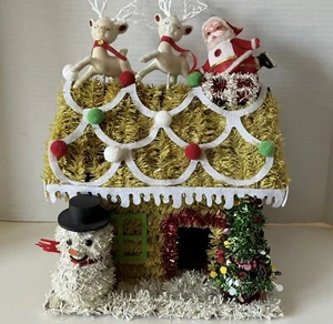 Restyled Tinsel Gingerbread House Snowman Reindeer Santa Christmas Tree - Picture 1 of 21