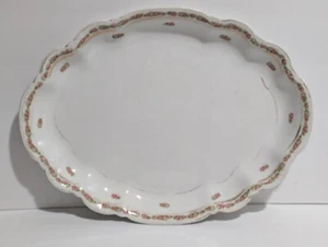 Homer Laughlin Hudson 15" OVALE PLATTE kleine rosa Blumen gewellter Rand Servieren - Bild 1 von 12