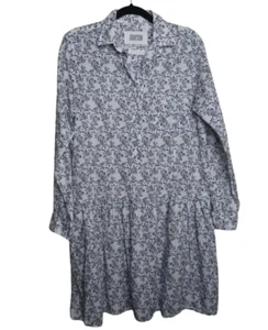 Grayson Frank & Eileen Blue Floral Cotton Henley Changemaker Shirt Dress Sz 1 - Picture 1 of 7