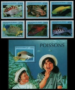 Benín 1997 - Mi-Nr. 978-983 y bloque 34 ** - Estampillada sin montar o nunca montada - Peces/Peces - Imagen 1 de 1