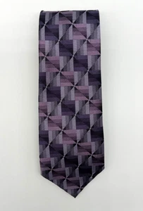 Arrow Mens Tie 100% Silk 3.5" Wide 57" Long Purple Geometric Pattern Formal Wear - Picture 1 of 4