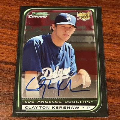 Clayton Kershaw 2008 Bowman Chrome Draft Auto Rookie RC On-Card Autograph - Image 1 of 4