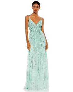 Neu mit Etikett Mac Duggal Abendkleid Kleid Pailletten mintgrün Gr. 0 ärmellos 10928 - Bild 1 von 6
