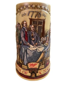 Miller High Life Beer Stein 1992 nacimiento de una nación serie patriótica 1776 vintage - Imagen 1 de 5