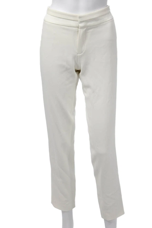 Pantalones de vestir para mujer Haute Hippie blancos mezcla de triacetato botones talla 6 Foto 1 de 4