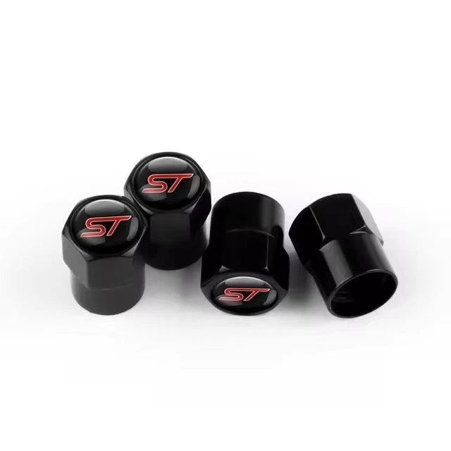 Compatible with Ford ST 4Pcs Tire Valve Stem Caps Black Anodized Aluminum Set - Image 1 of 4