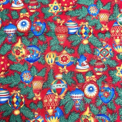 Vintage Cranston Fabric Christmas Ornaments Shiny And Brite 46 in 1 Yard + - Image 1 of 4