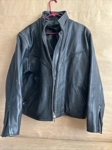Vintage Leder Motorrad Jacke Biker schwarz geflochtene Akzente Damen Größe XXL - Bild 1 von 7