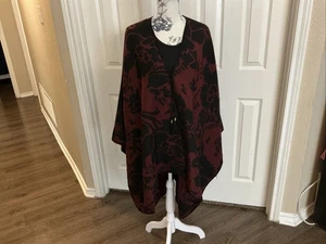 Marc New York Andrew Marc 1 Sx Burgundy/ Black Shaw With Tie Front - Picture 1 of 8