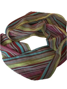 Bufanda Vintage 82” Largo Pelo Corbata Boho Años 50’s 60’s Rosa Amarillo Azul Rayas 8” Ancho - Imagen 1 de 3