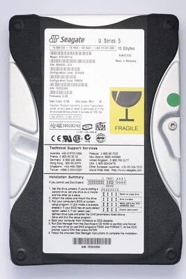 Seagate U Series 5 10GB IDE Desktop Hard Drive Model ST310211A P/N 9R4005-314 - Image 1 of 2