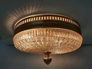 MID CENTURY Plafoniere Deckenlampe Kristallglas Leuchter 2 fl. - Bild 1 von 6