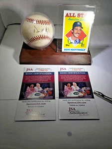 don mattingly signed baseball+Card 2 coa / jsa stand - Picture 1 of 7