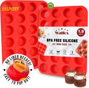 Walfos Mini Silikon Cupcake Pan Set,2 Stück Mini 24 Tassen Muffin Form, BPA Frei - Bild 1 von 12