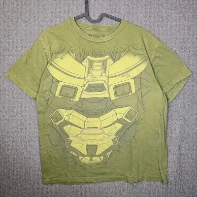 Halo Tshirt Men's Large Green Big Graphic Print Chest Plate Armor Video Gaming  - Image 1 of 4