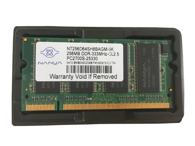 Nanya 256MB 200pin DDR PC2700 333MHZ Ram Memory for Laptop (NT256D64SH8BAGM6K) - Image 1 of 2