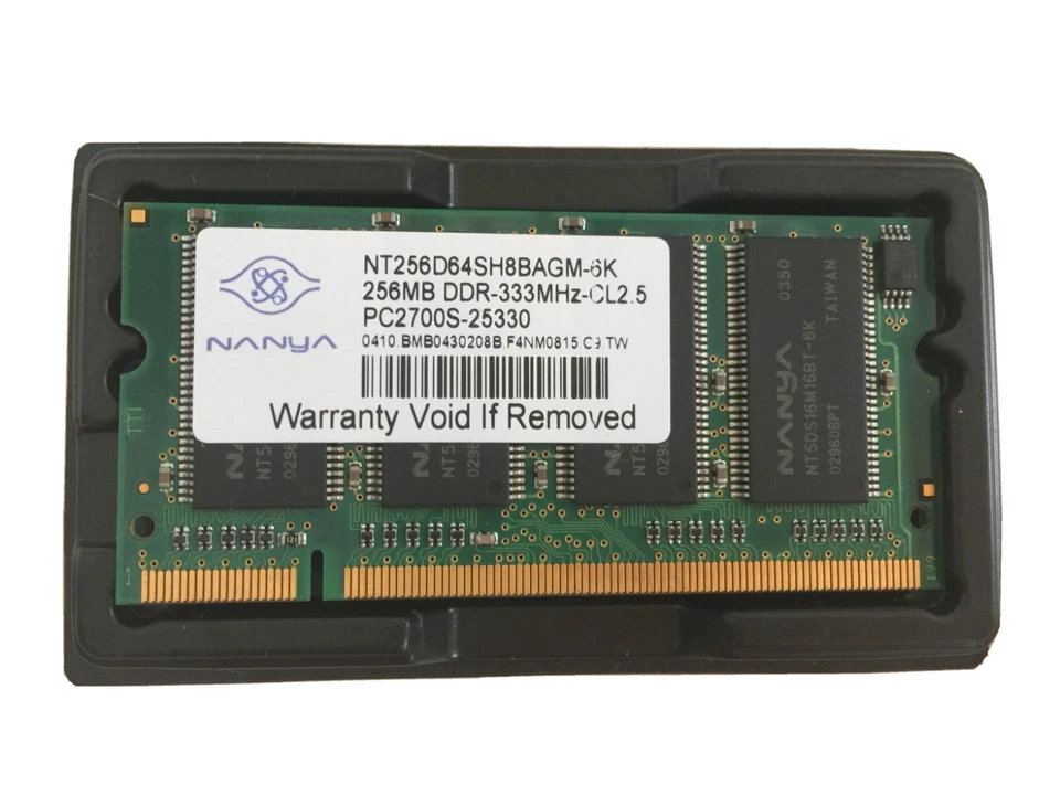 Nanya 256MB 200pin DDR PC2700 333MHZ Ram Memory for Laptop (NT256D64SH8BAGM6K) - Image 1 of 2