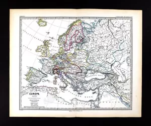 1880 Spruner Map Europe 1740 Spain France England Germany Italy Sweden Ottoman - Picture 1 of 5