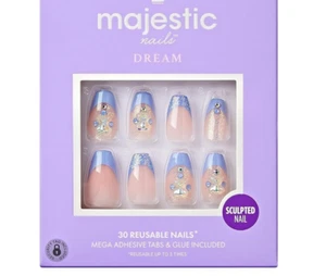KISS MAJESTIC NAILS HIGH END PRESTIGIOUS MEDIUM 30 REUSABLE NAILS THE QUEEN - Picture 1 of 6