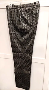 Chico's Womens Sz 1 (M) 8 Black Geometric Faux Pockets Front Zip Stretch Pants - Picture 1 of 6