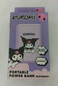 Kuromi Portable 3600 MAH Power Bank By Sanrio- Charging Cable-LED Indicator- NIB - Picture 1 of 6