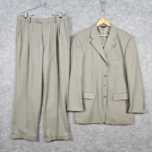 Caravelli 2-Pc Men's Suit Beige Superior 150s Blazer Size 40R Pants 34x28 FLAWS - Picture 1 of 23