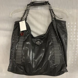 Bisou Bisou Slate NWT Faux Snake Skin purse shoulder Tote bag Chain - Picture 1 of 10