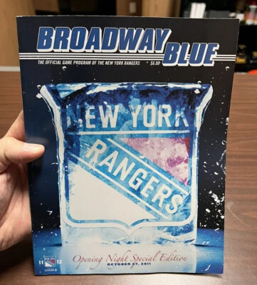 2011-2012 New York Rangers Opening Night Program October 27, 2011 Broadway Blue Foto 1 de 4