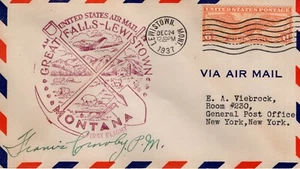 FIRST FLIGHT GREAT FALLS-LEWISTOWN,   LEWISTOWN, MT  1937  FDC19535 - Picture 1 of 1