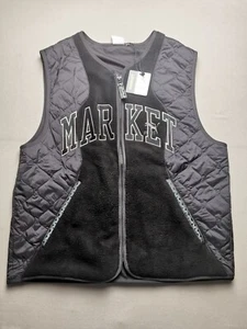 Puma x Market Men's Size L Quilted Fleece Gilet Vest BNWT Black Full Zip Pockets - Picture 1 of 22