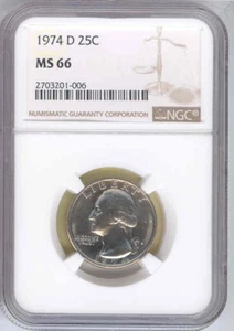 1974-D Washington Quarter 25C NGC MS 66 - Picture 1 of 2