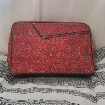 Vintage 70s Red Paisley Suitcase JAPAN - Image 1 of 4