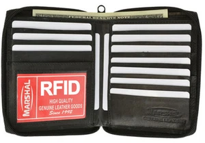 SCHWARZE HERREN-GELDBÖRSE AUS LEDER MIT RFID-BLOCK UND DOPPELFALTUNG HPSTER 12 KARTENFÄCHER REISSVERSCHLUSS - Bild 1 von 6