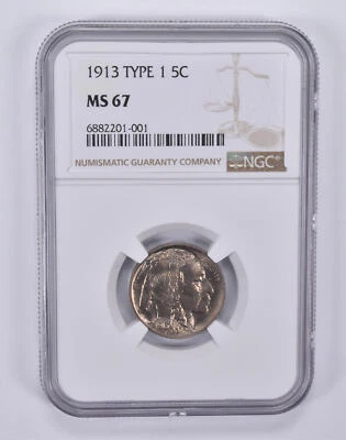 1913 Indian Head Buffalo Nickel Type 1 MS67 NGC *9254 - Image 1 of 3