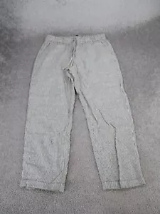 J. Crew Pants Womens 8 Striped Linen Cotton Blend Drawstring Gray White NEW - Picture 1 of 11