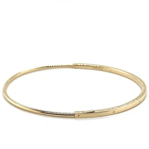 New Pandora Signature 14k Solid Gold I-D Bangle Bracelet Size 3 - Picture 1 of 6