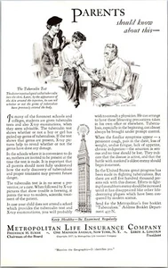 PRINT AD 1937 Metropolitan Life Insurance Parents Should Know Tuberculin 6 x 9 - Picture 1 of 3