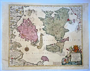 DENMARK c. 1762 TOBIAS CONRAD LOTTER LARGE ANTIQUE MAP 18TH CENTURY - Picture 1 of 10