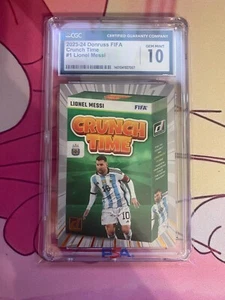 LIONEL MESSI 2023-24 DONRUSS FIFA #1 CRUNCH TIME CGC 10 ⚽ - Picture 1 of 2